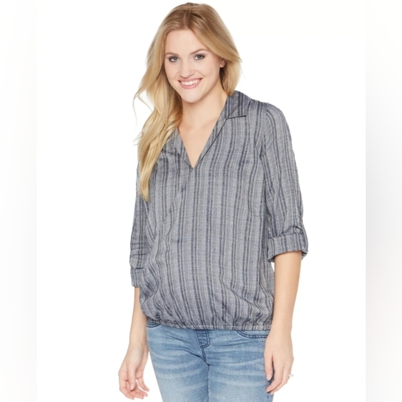NWT-WENDY BELLISSIMO Maternity Striped Blouse-Size Small - Picture 1 of 6